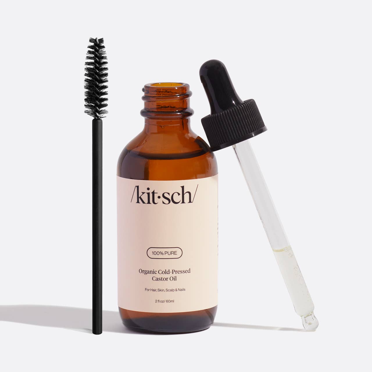 Castor oil kit 100% - Front bilde med pipette og børste
