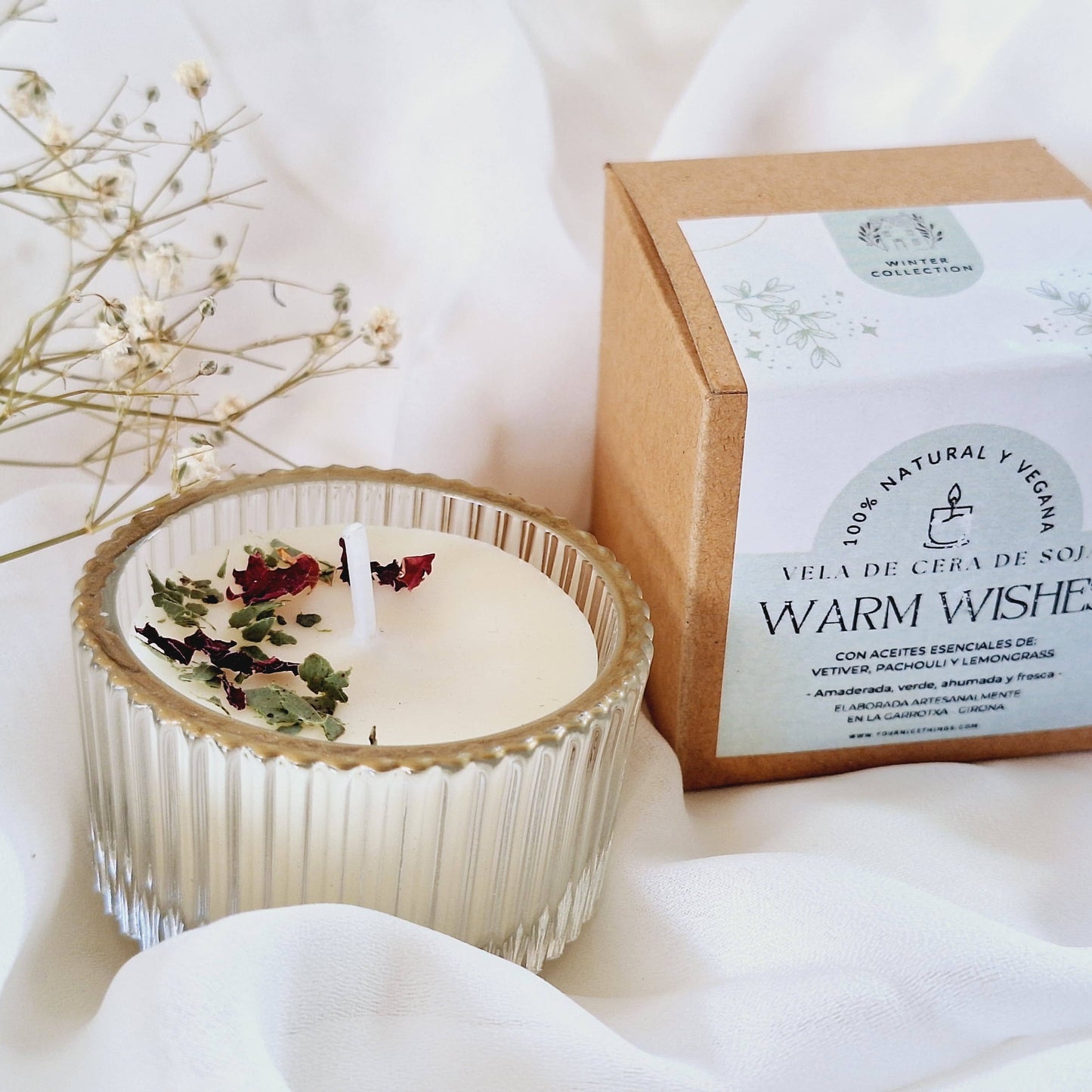 soyavoks lys i eterisk olje - Vetiver, patchouli & sitrongress - Bilde ovenfra