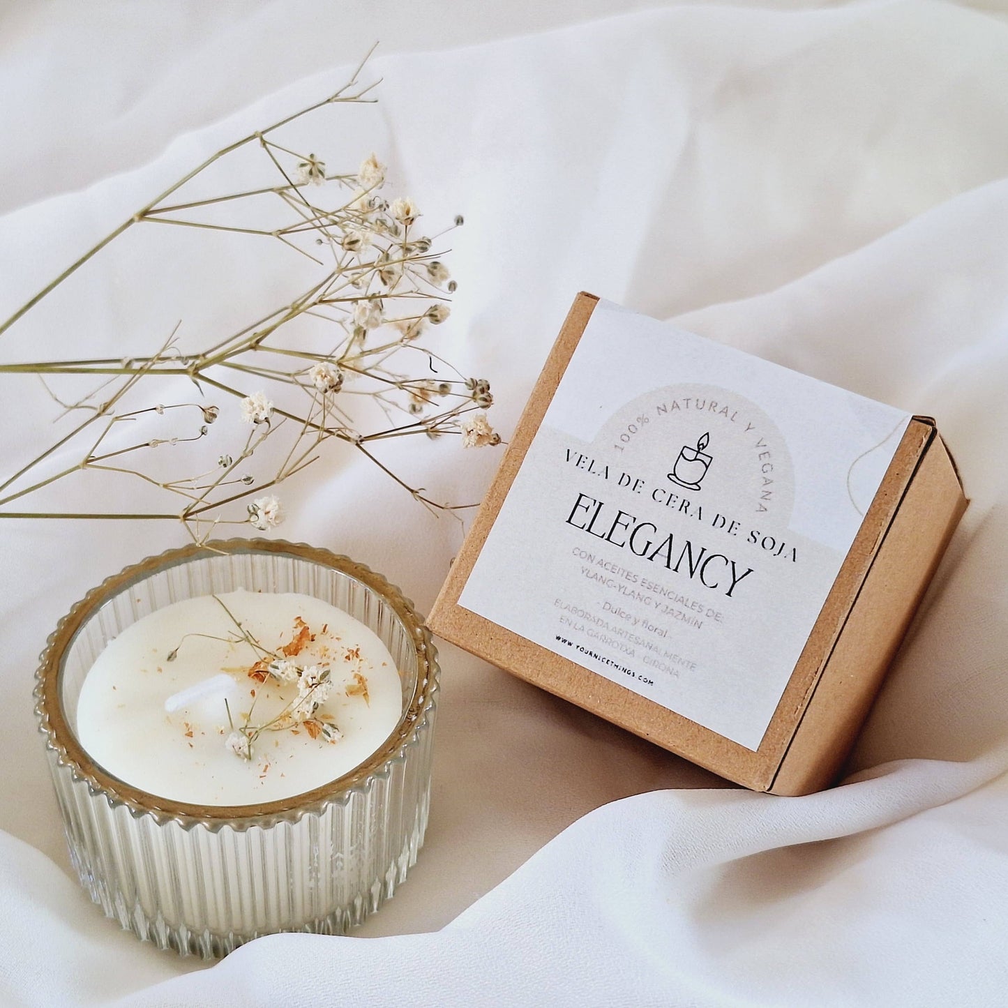Soyavoks lys med naturlig eteriske oljer - ylang ylang og jasmin - Bilde ovenfra