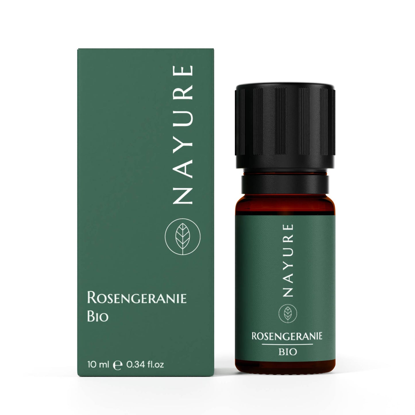 Eterisk olje Rose geranium som er 100% naturlig kaldpresset - Front bilde med boks