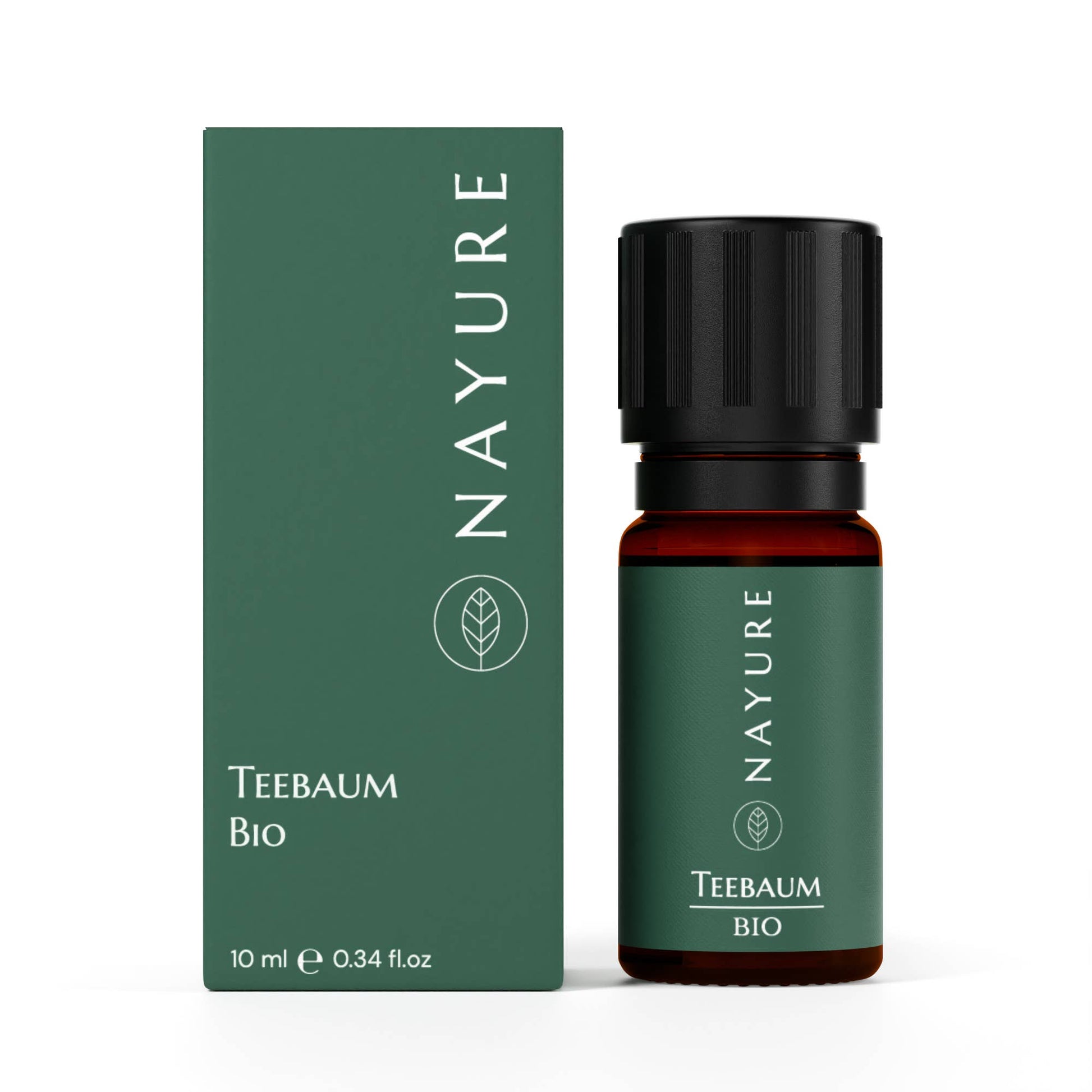 Tea Tree  i 100% kaldpresset og naturlig eterisk olje - Front bilde med boks