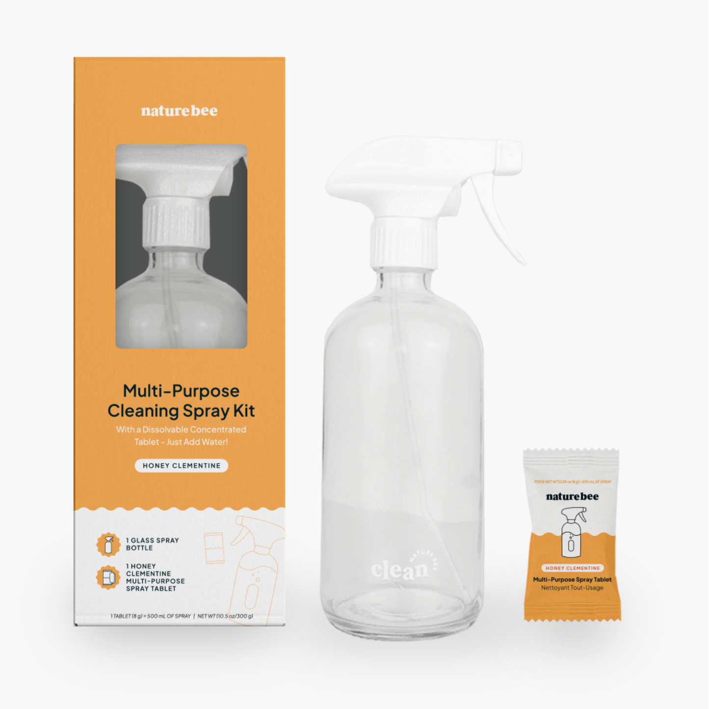 Rengjørings kit som er miljøvennlig og plastfritt - Honning og klementin - Front bilde 