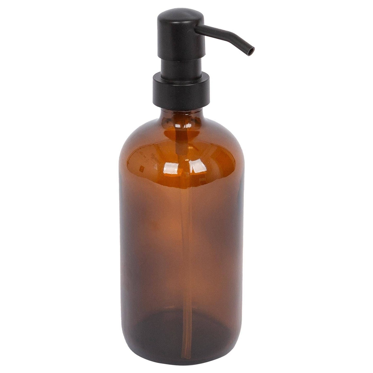 Glass såpe dispenser til hender eller oppvaskmiddel 500ml-Frontbilde av såpe dispenser med brunt glass. fornybart alternativ til kjøkken og bad-The organic way