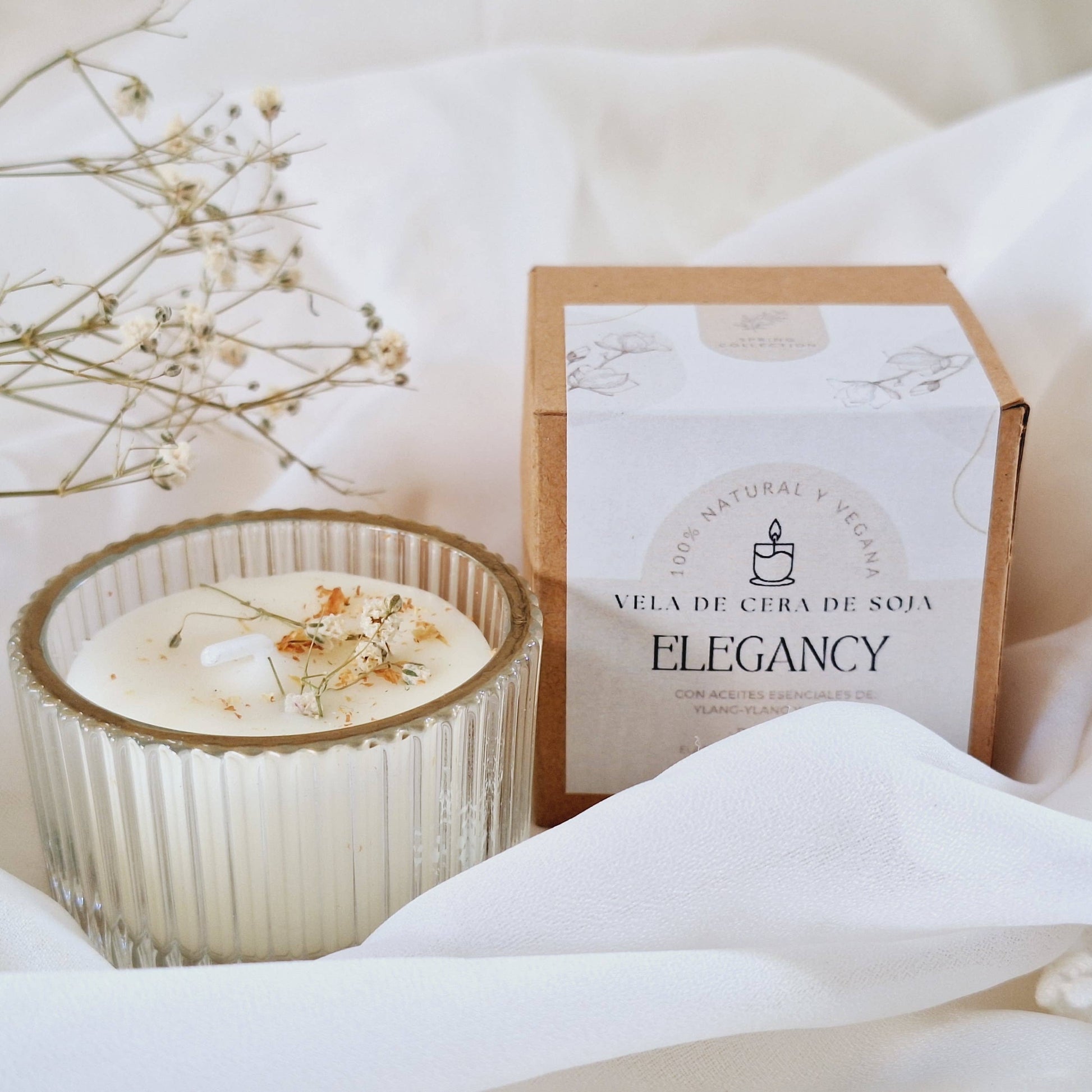 Soyavoks lys med naturlig eteriske oljer -  ylang ylang og jasmin - Front bilde